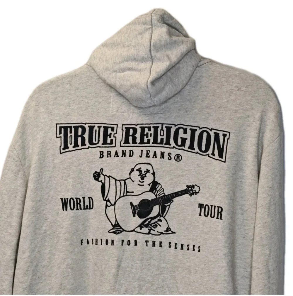 True Religion Bubha Logo Hoodie Full Zip Terry Jacket 2X Oatmeal Gray Y2K Nwt
